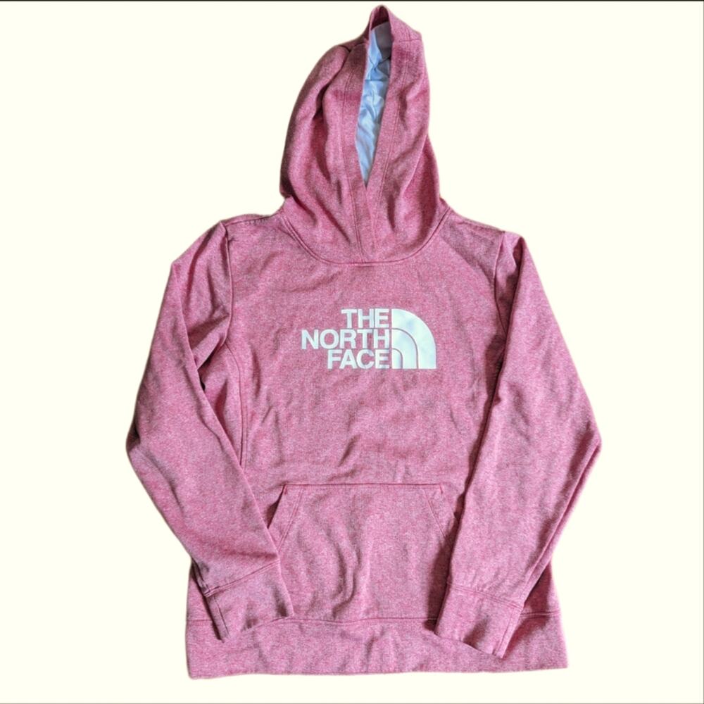 The North Face Fitted Pink Pullover Logo Half Dome Outdoor Hoodie Sweatshirt